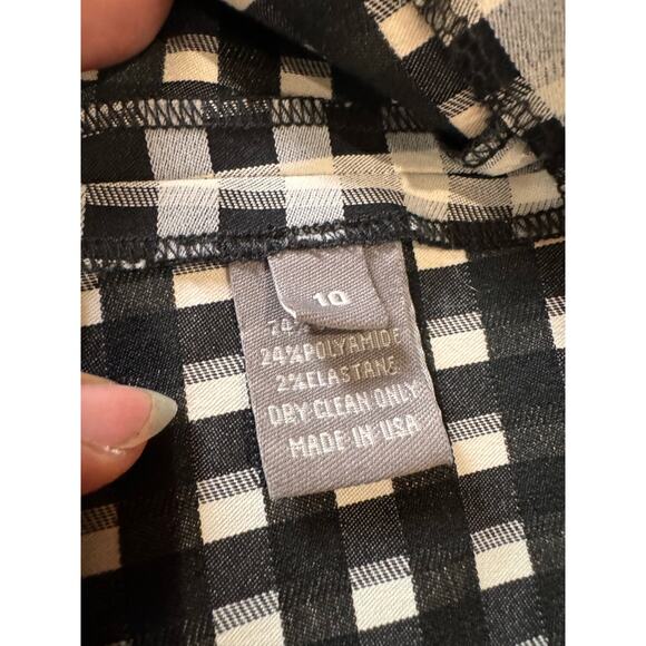 Lela Rose gingham black & white checkered off-the-shoulder midi dress size 10 - Picture 15 of 16